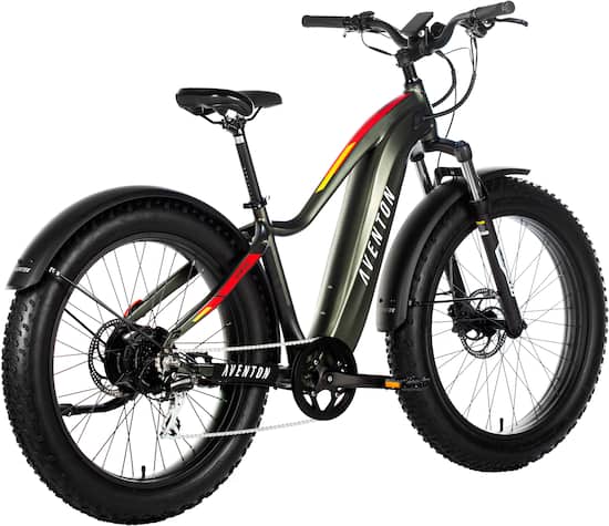 Left Zoom. Aventon - Aventure Step-Over Ebike w/ 45 mile Max Operating Range and 28 MPH Max Speed - Camouflage Green.