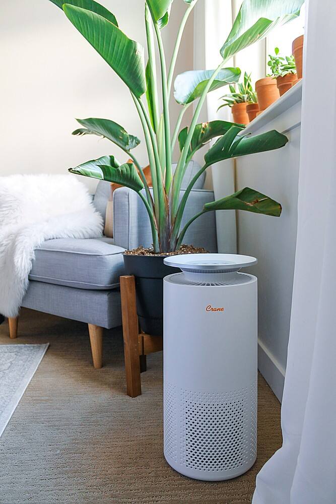 Alt View 13. CRANE - 500 Sq. Ft. UV Light Air Purifier - WHITE.