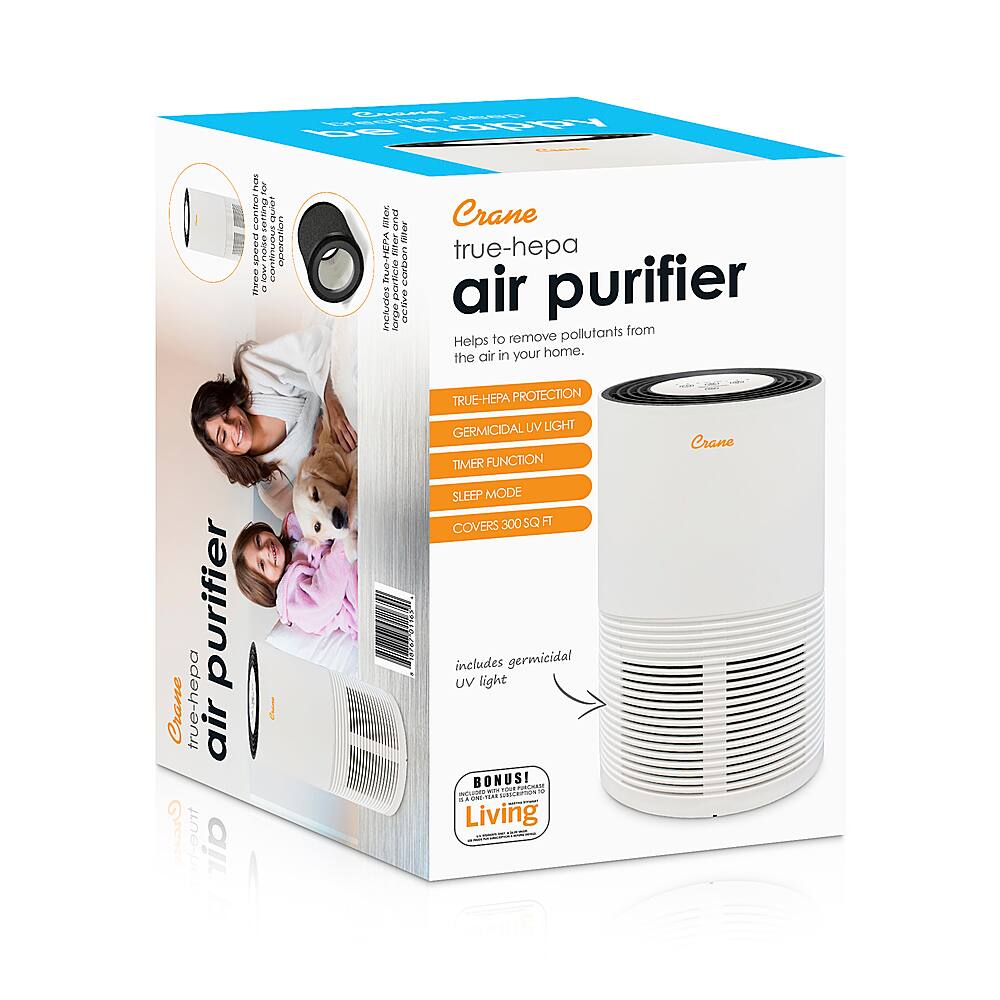 Alt View 16. CRANE - 300 Sq. Ft. Air Purifier - WHITE.
