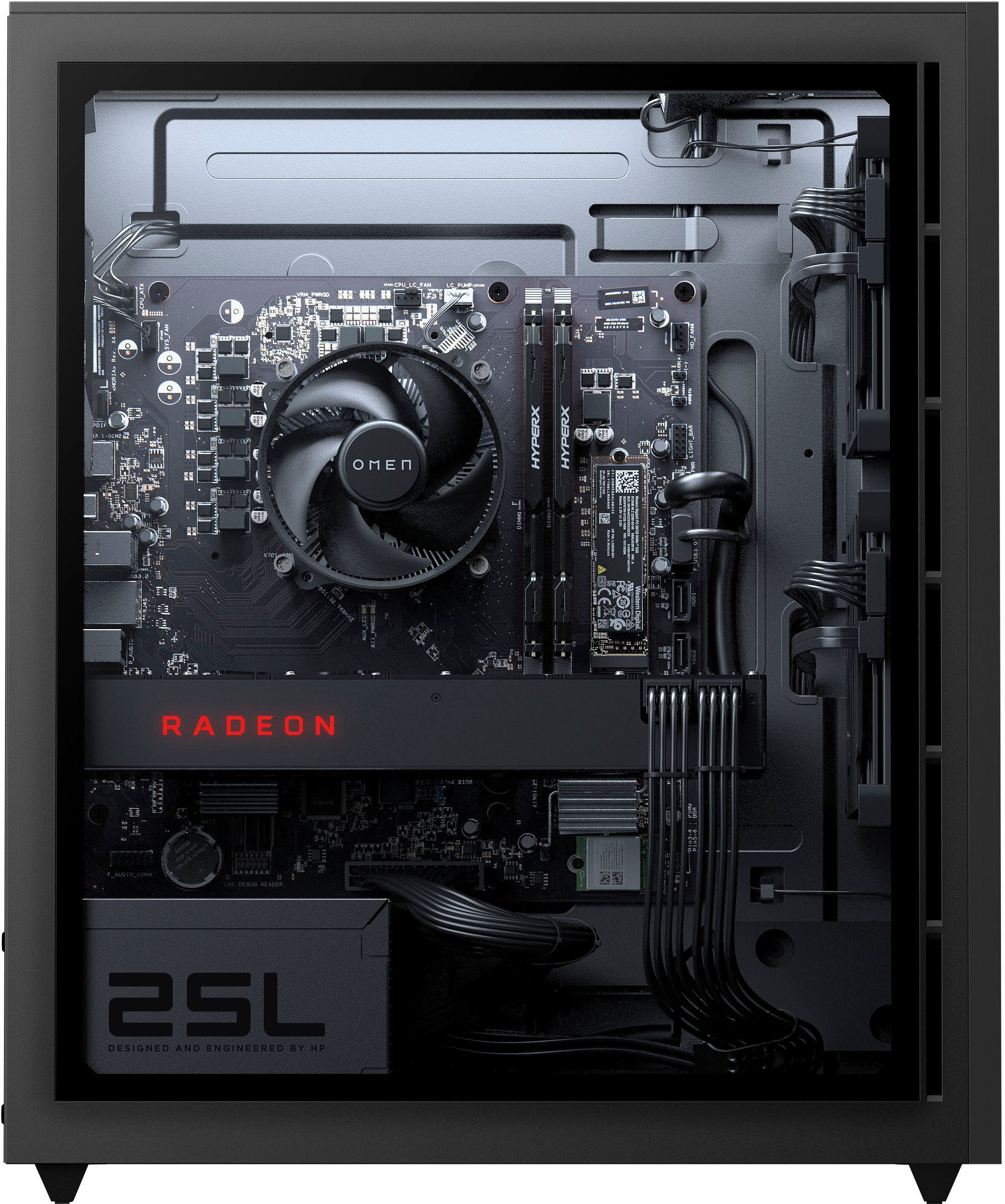Back View: HP OMEN - Gaming Desktop - AMD Ryzen 5600G - 16GB HyperX Memory - AMD Radeon™ RX 6600XT - 1TB SSD - Jet Black