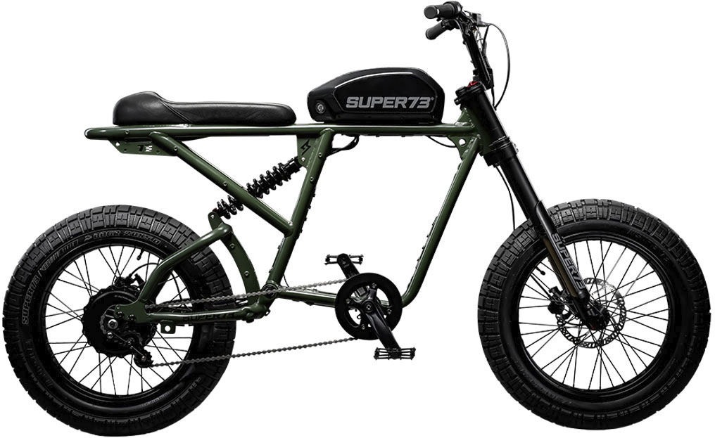 Super73 - R Electric Motorbike w/ 75+ mile max operating range & 28+ mph max speed - Olive