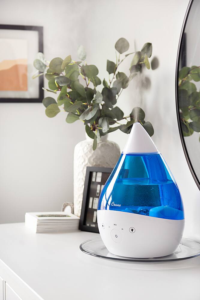 Alt View 11. CRANE - 1 Gal. Drop Cool Mist Humidifier with Sound Machine - Blue/White.