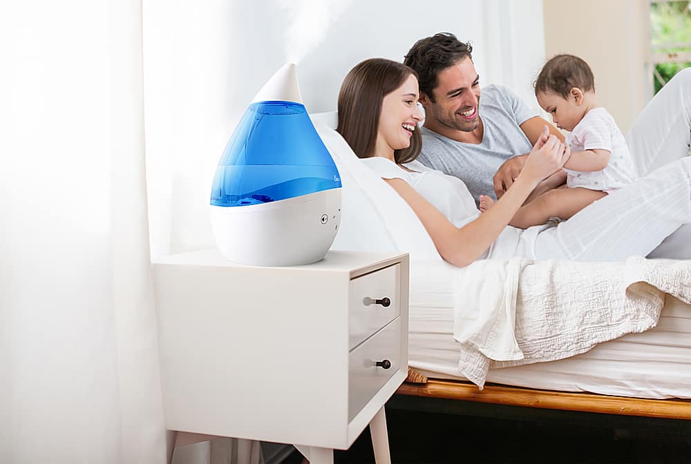 Alt View 12. CRANE - 1 Gal. Drop Cool Mist Humidifier with Sound Machine - Blue/White.