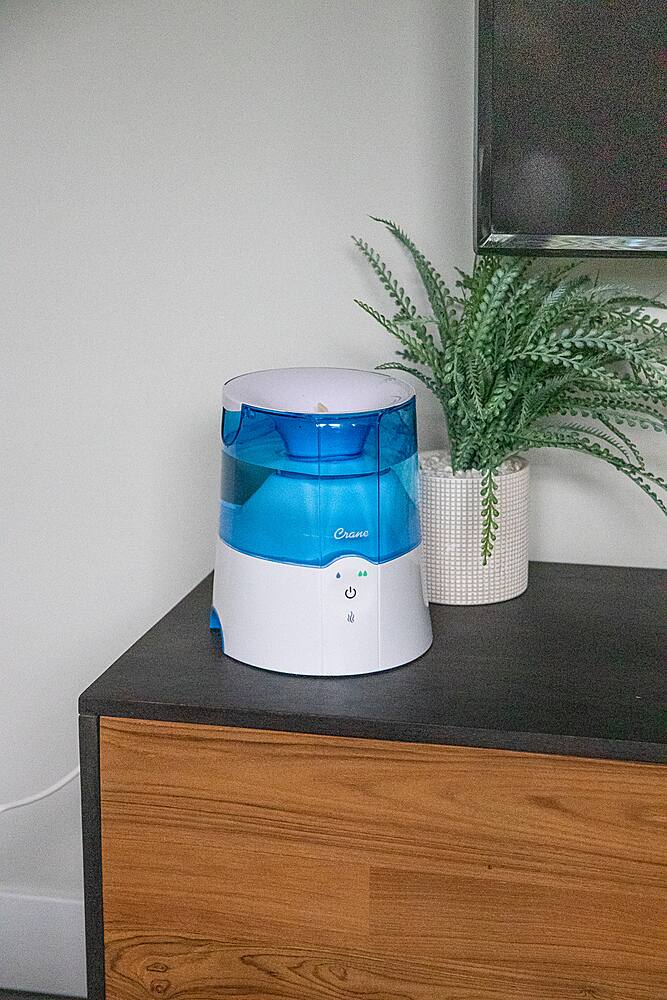 Alt View 10. CRANE - 0.5 Gal. Warm Mist Humidifier with 2 Speed Settings - Blue/White.
