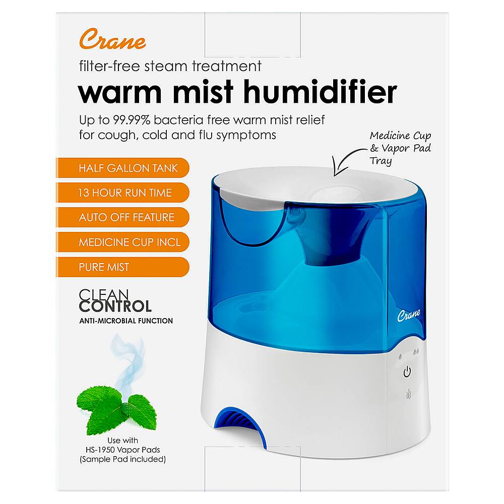 Alt View 12. CRANE - 0.5 Gal. Warm Mist Humidifier with 2 Speed Settings - Blue/White.