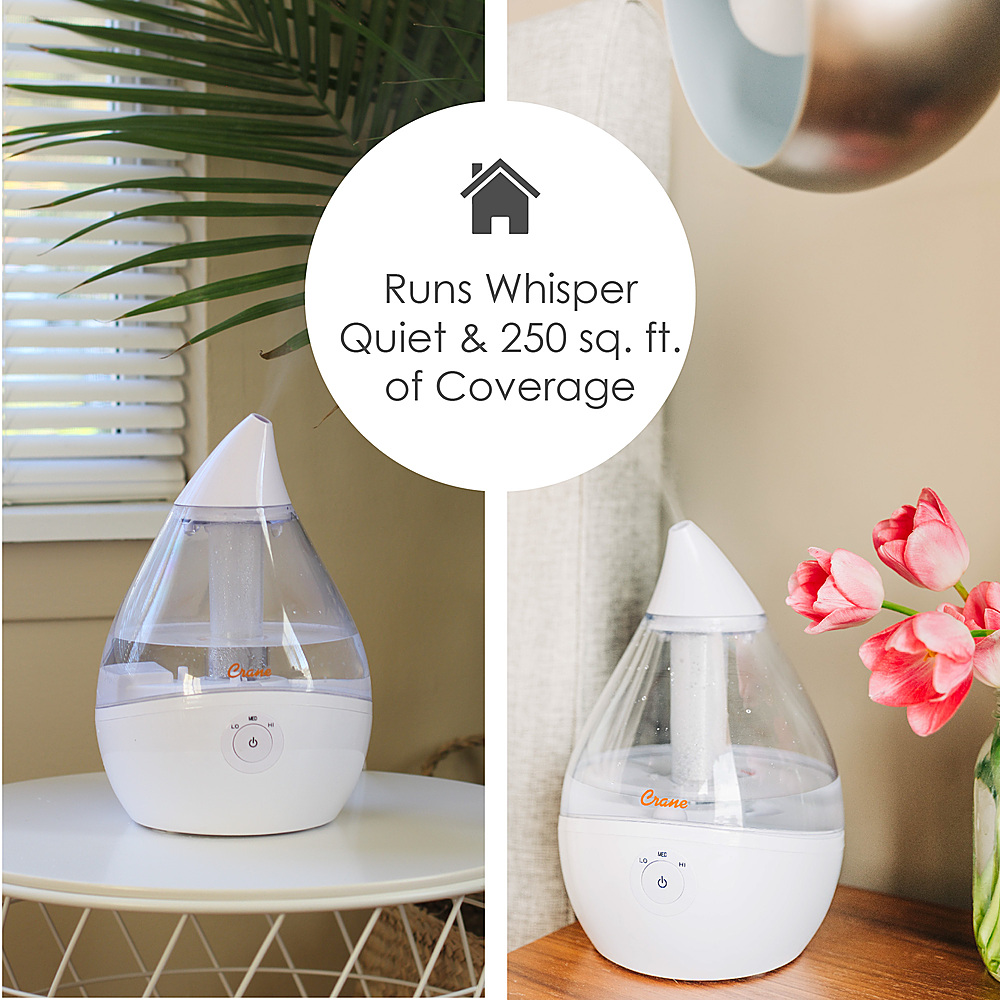 Angle View: CRANE - 0.5 Gal. Droplet Ultrasonic Cool Mist Humidifier - Clear/White