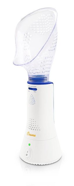 CRANE – Personal Corded Steam Inhaler w/ Bacteria Free Steam – White/Blue