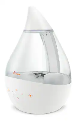Front. CRANE - 1 Gal. Drop Cool Mist Humidifier with Sound Machine - Clear/White.