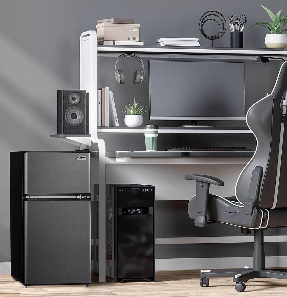 Left. NewAir - 3.1 Cu. Ft. Compact Mini Refrigerator with Freezer, Can Dispenser and Energy Star - Gray.