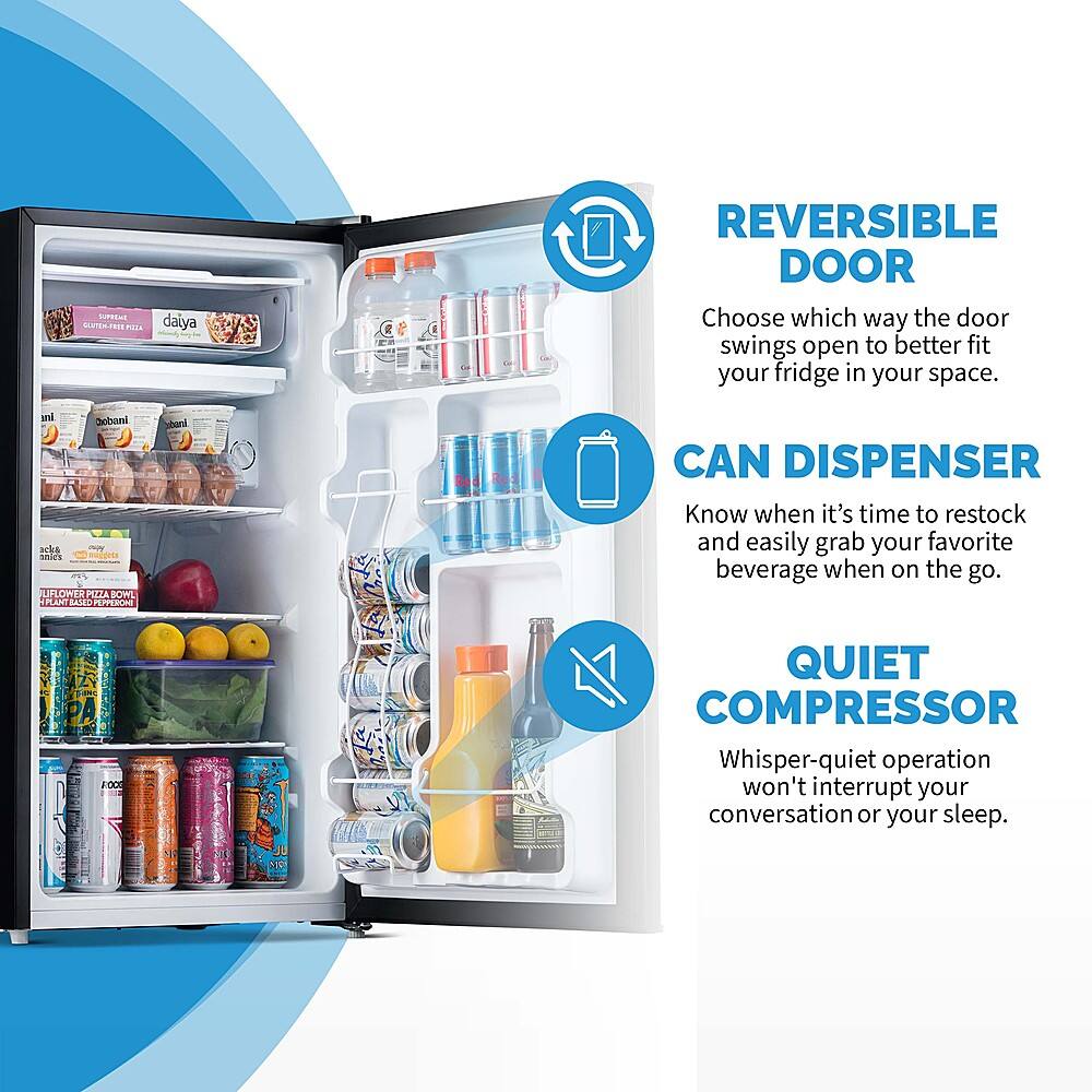Alt View 15. NewAir - Newair 3.3 Cu. Ft. Compact Mini Refrigerator with Freezer, Can Dispenser, Crisper Drawer and Energy Star Certified - Black.