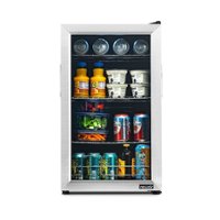 NewAir - 100-Can Beverage Cooler with Reversible Glass Door, Removable Wire Shelves, Double Pane Glass Doors, LED Light - Stainless Steel - Front_Zoom