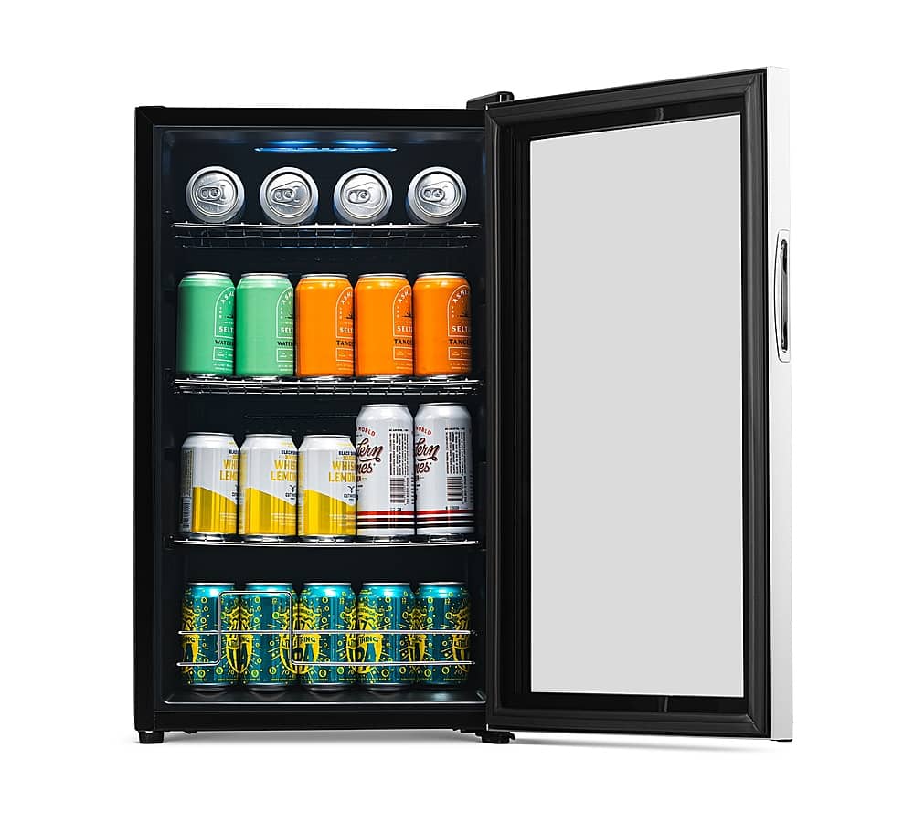 Alt View 18. NewAir - 100-Can Beverage Cooler with Reversible Glass Door, Removable Wire Shelves, Double Pane Glass Doors, LED Light - Stainless Steel.