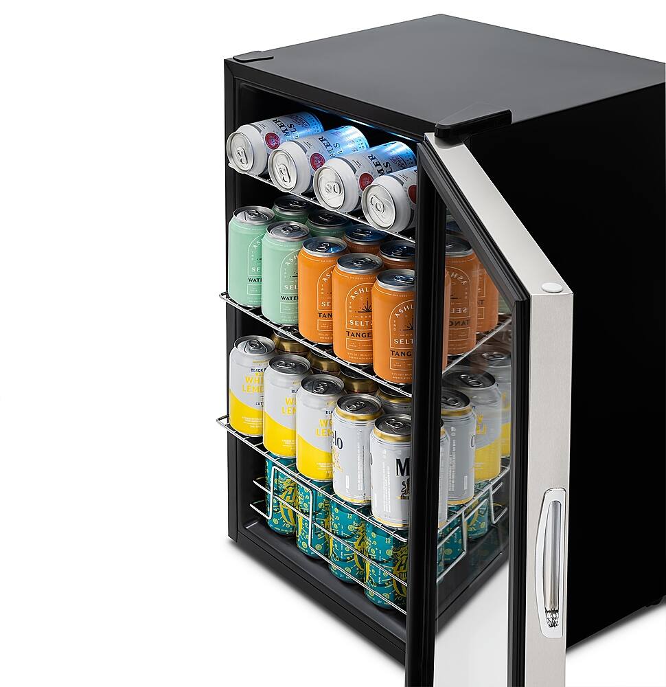 Alt View 19. NewAir - 100-Can Beverage Cooler with Reversible Glass Door, Removable Wire Shelves, Double Pane Glass Doors, LED Light - Stainless Steel.