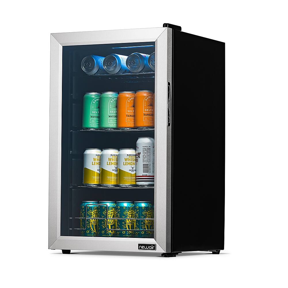 Alt View 22. NewAir - 100-Can Beverage Cooler with Reversible Glass Door, Removable Wire Shelves, Double Pane Glass Doors, LED Light - Stainless Steel.