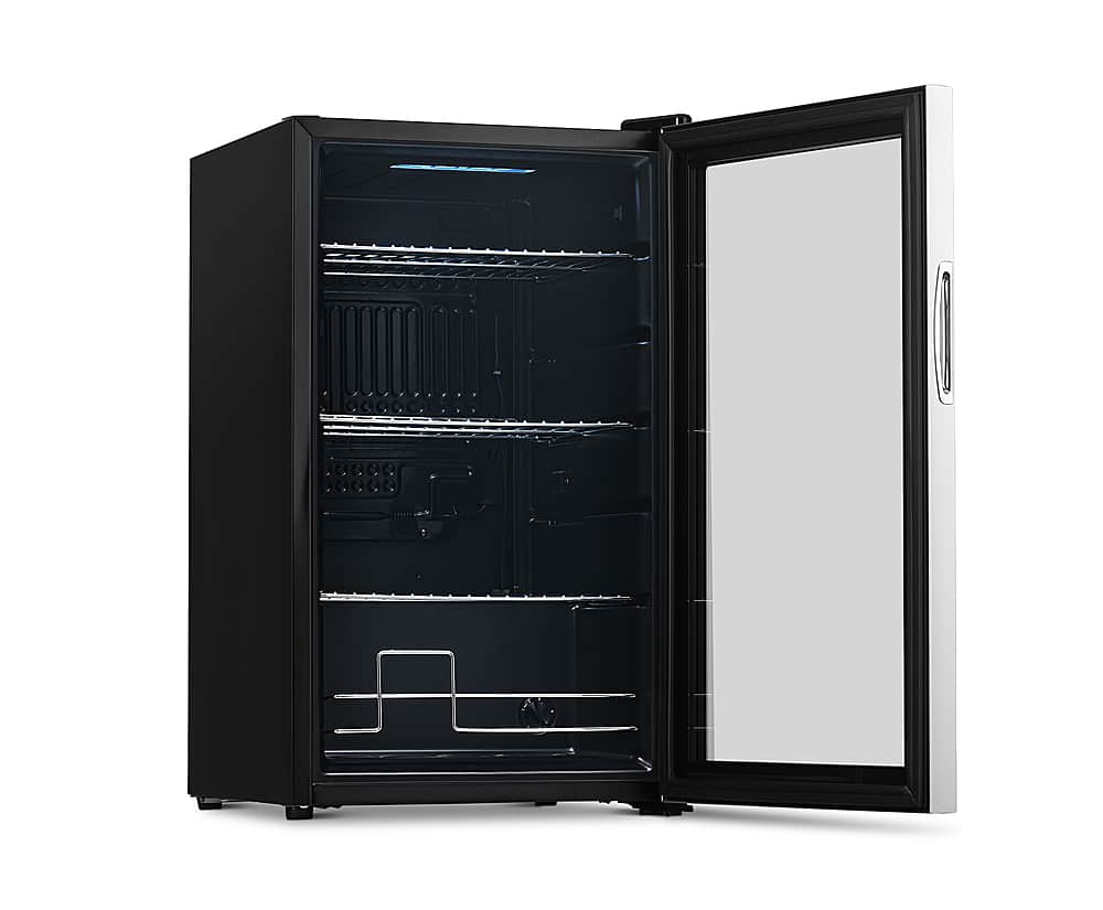 Alt View 23. NewAir - 100-Can Beverage Cooler with Reversible Glass Door, Removable Wire Shelves, Double Pane Glass Doors, LED Light - Stainless Steel.