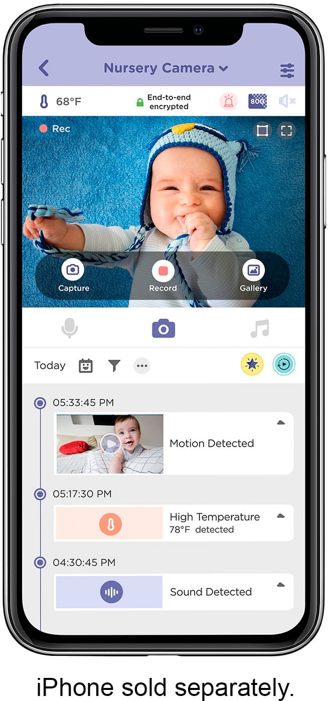 Alt View 21. Hubble Connected - Nursery Pal Deluxe 5" Smart HD Wi-Fi Video Baby Monitor - White.
