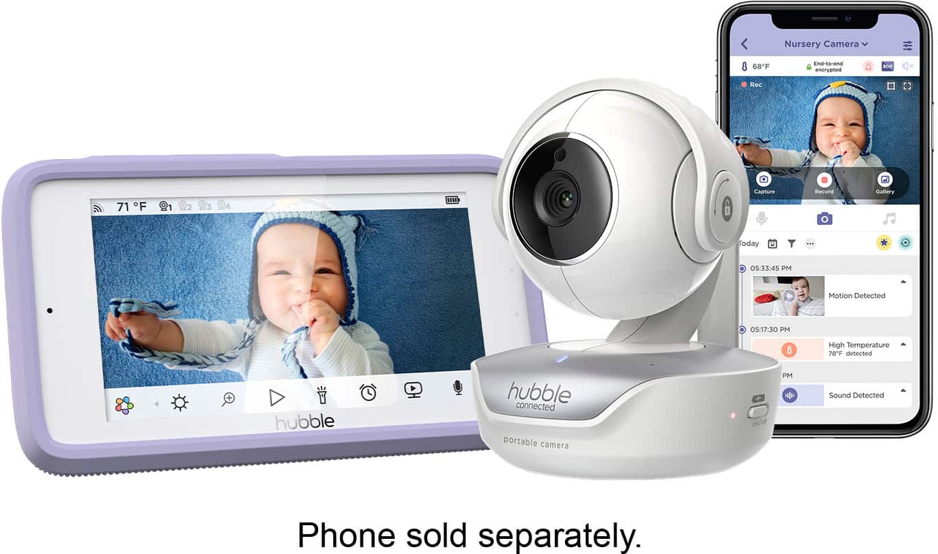 Hubble Connected - Nursery Pal Deluxe 5" Smart HD Wi-Fi Video Baby Monitor - White - Front_Zoom