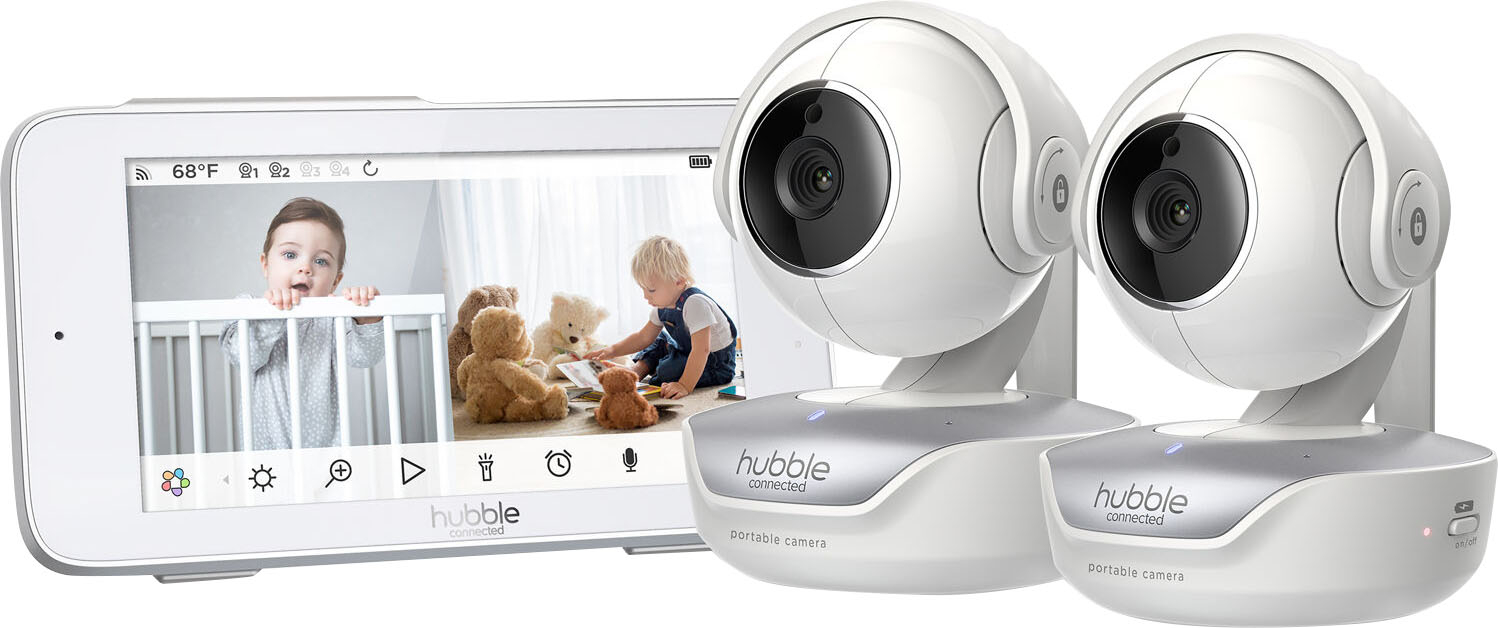 Left View: Hubble Nursery Pal Deluxe Twin Wireless, Wi-Fi Enabled Baby Monitor
