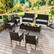 Alt View 3. Costway - 8 PCS Patio Furniture Set with Washable Cushions and Tempered Glass Coffee Table - Mix Brown + Grey.