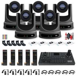 5 x PTZOptics Move SE PTZ Camera with 20x Optical Zoom + PTZOptics SuperJoy PTZ Camera Controller + 5 x Wall Mount