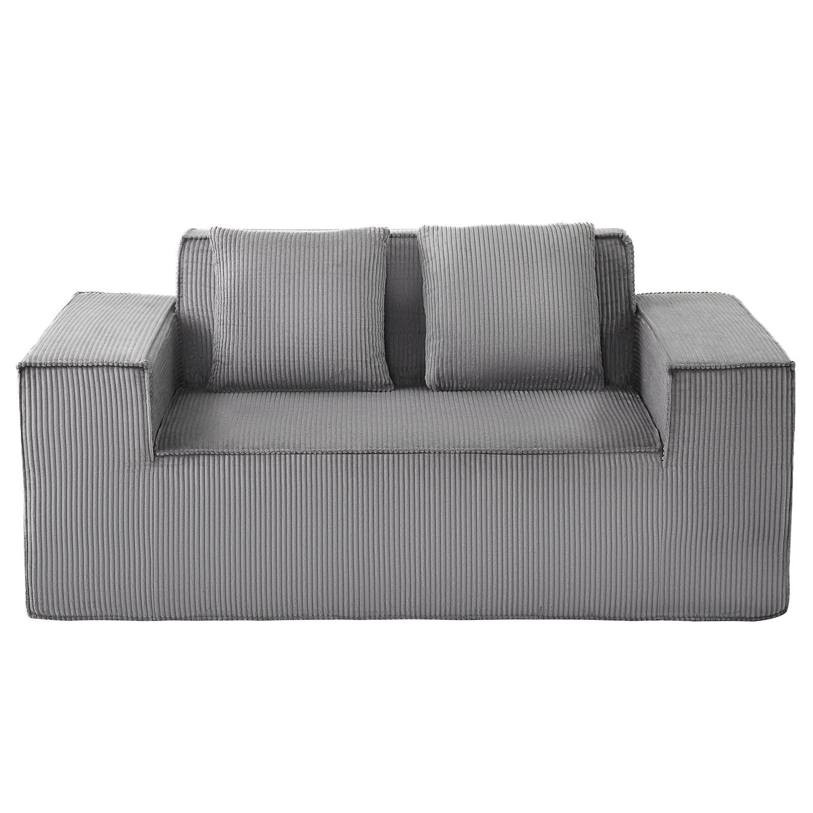 Alt View 5. VEVOR - Loveseat Sofa, 63-Inch 2-Seats Couch for Living Room, Modern Small Corduroy Couch with Pocket Springs, Soft Cushions - Gray.