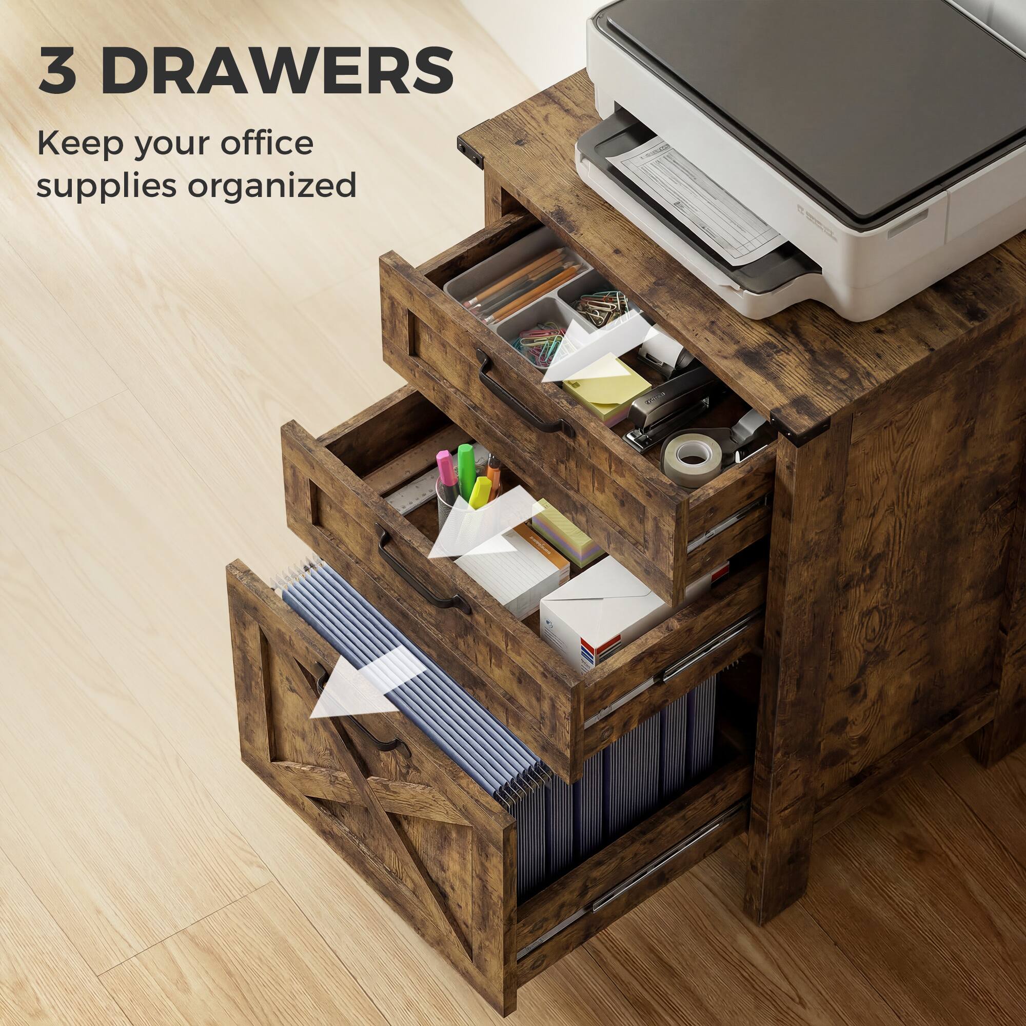 3 DRAWERS  
Keep your office supplies organized