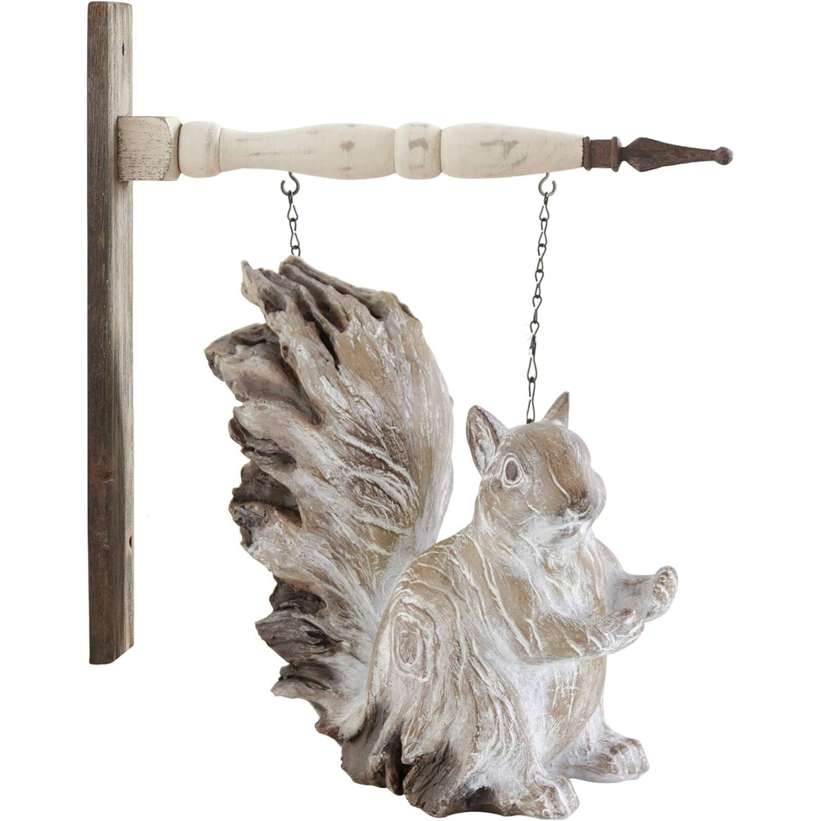 Angle. K&K Interiors - K&K Interiors Whitewashed Resin Sitting Squirrel Arrow Replacement Sign 9.5 inch - Arrow Sold Separately - Grey.