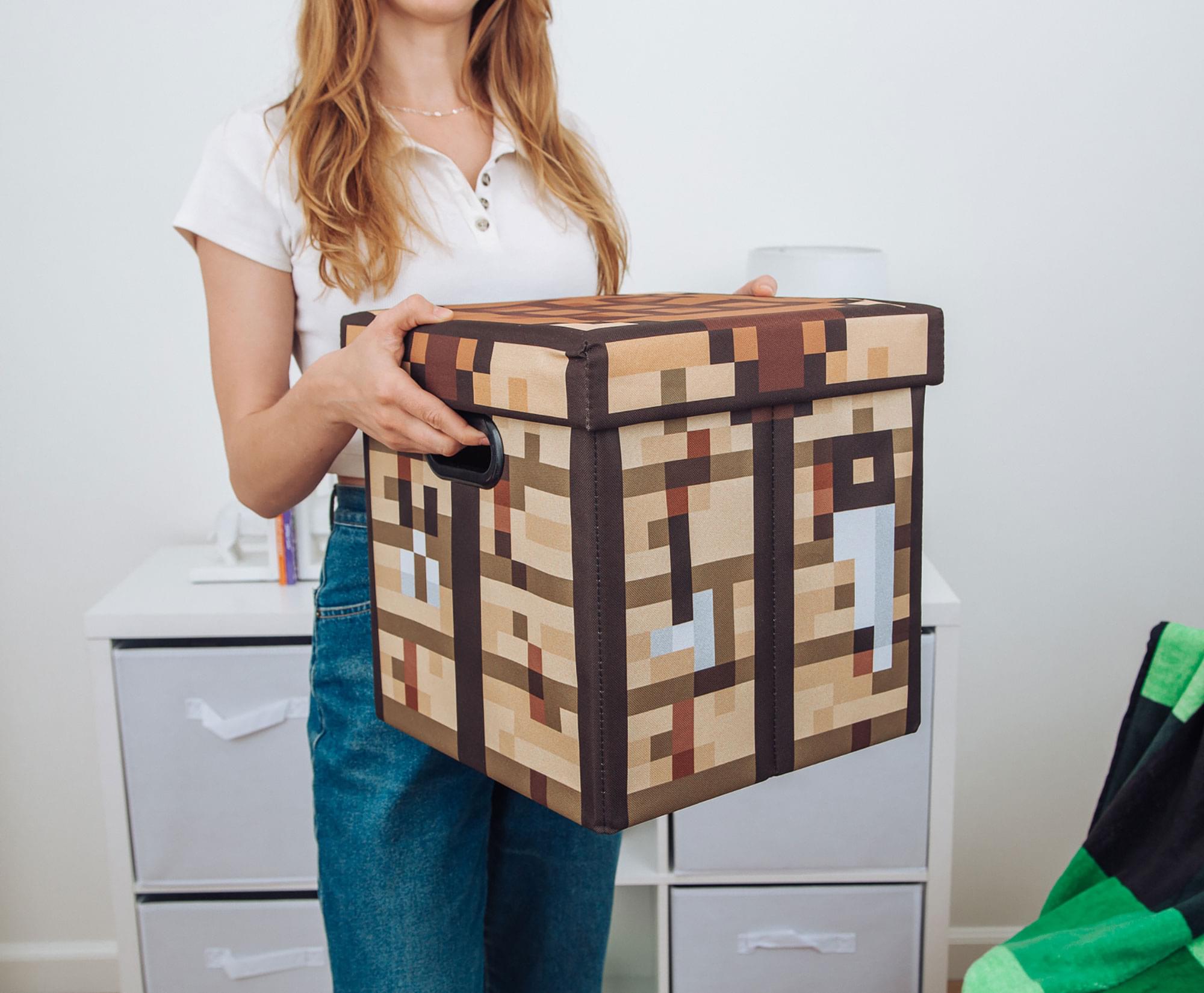 Alt View 10. Ukonic - Minecraft Crafting Table Fabric Storage Bin Cube Organizer with Lid | 13 Inches - Brown.