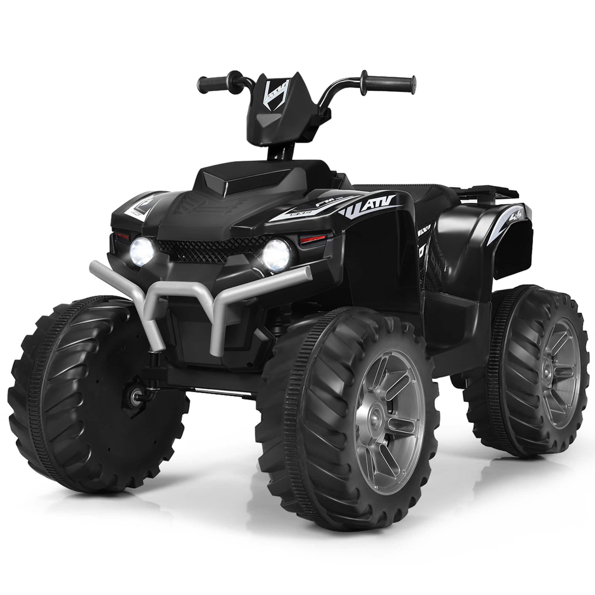 Front. Gymax - Gymax 12V Electric Kids Ride On Car ATV 4-Wheeler Quad w/ Music LED Light Black - Black.