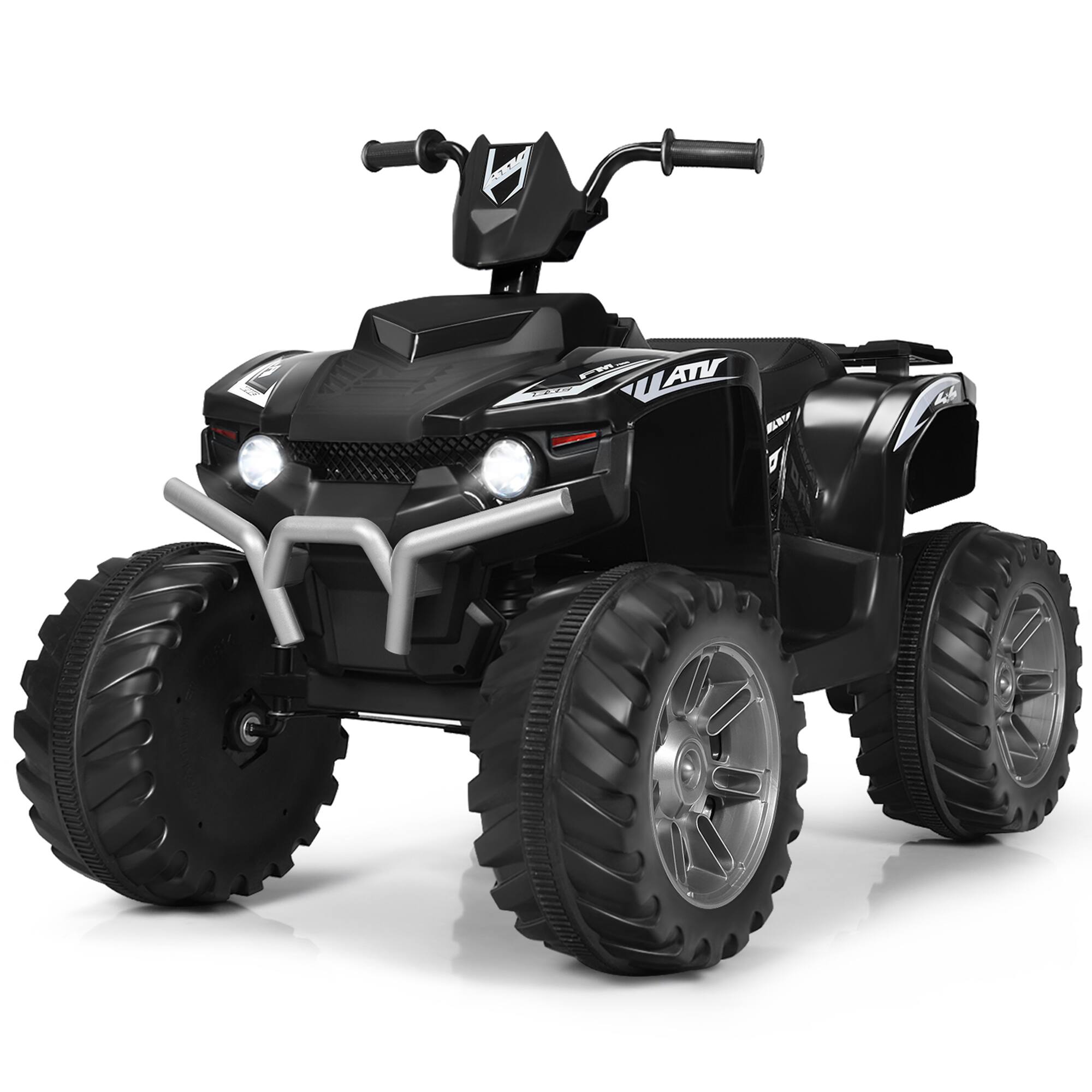 Gymax - 12V Electric Kids Ride On Car ATV 4-Wheeler Quad w/ Music LED Light - Black