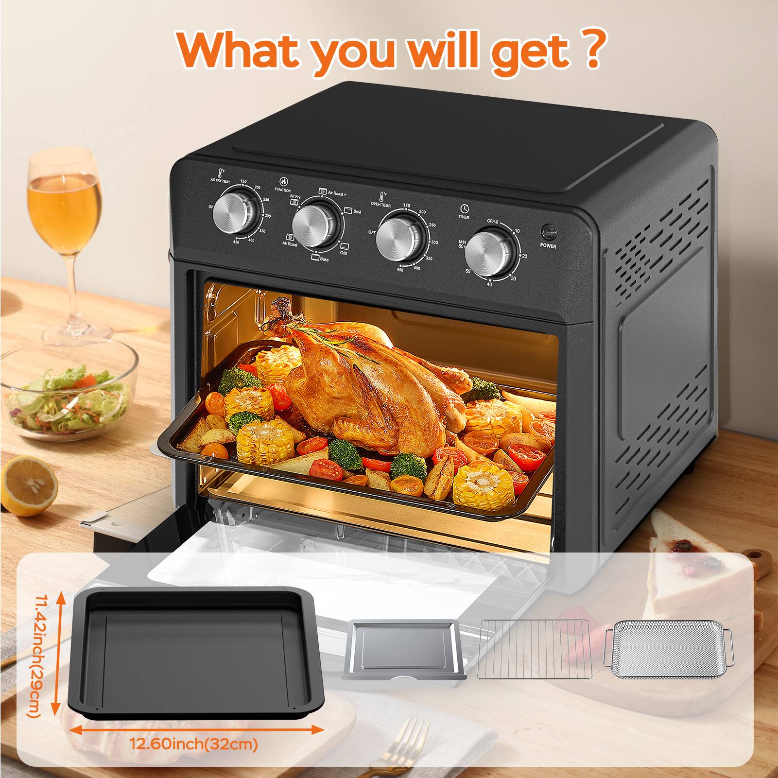 What you will get?

- 11.42 inch (29 cm)
- 12.60 inch (32 cm)