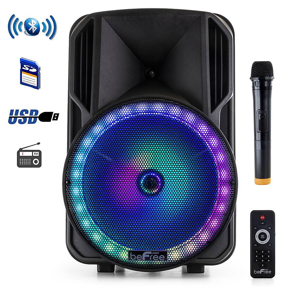 Angle. beFree Sound - 12 Inch Bluetooth Portable PA Party Speaker - Black.