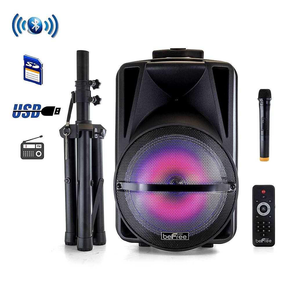 Angle View: beFree Sound - 12 Inch Bluetooth Portable PA Party Speaker - Black