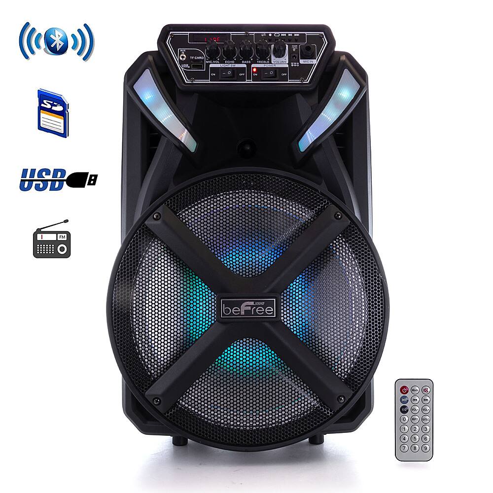 Angle. beFree Sound - 12 Inch Bluetooth Portable Party Speaker - Black.