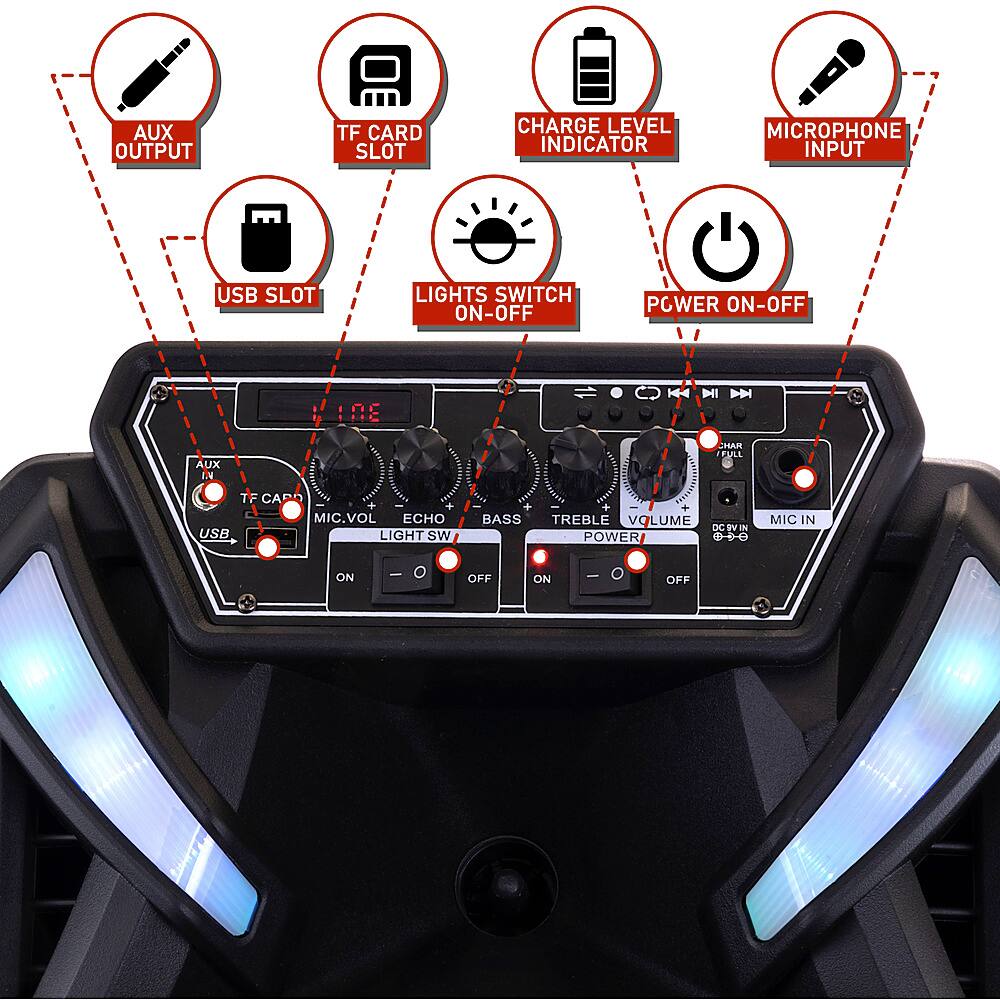 Alt View 16. beFree Sound - 12 Inch Bluetooth Portable Party Speaker - Black.