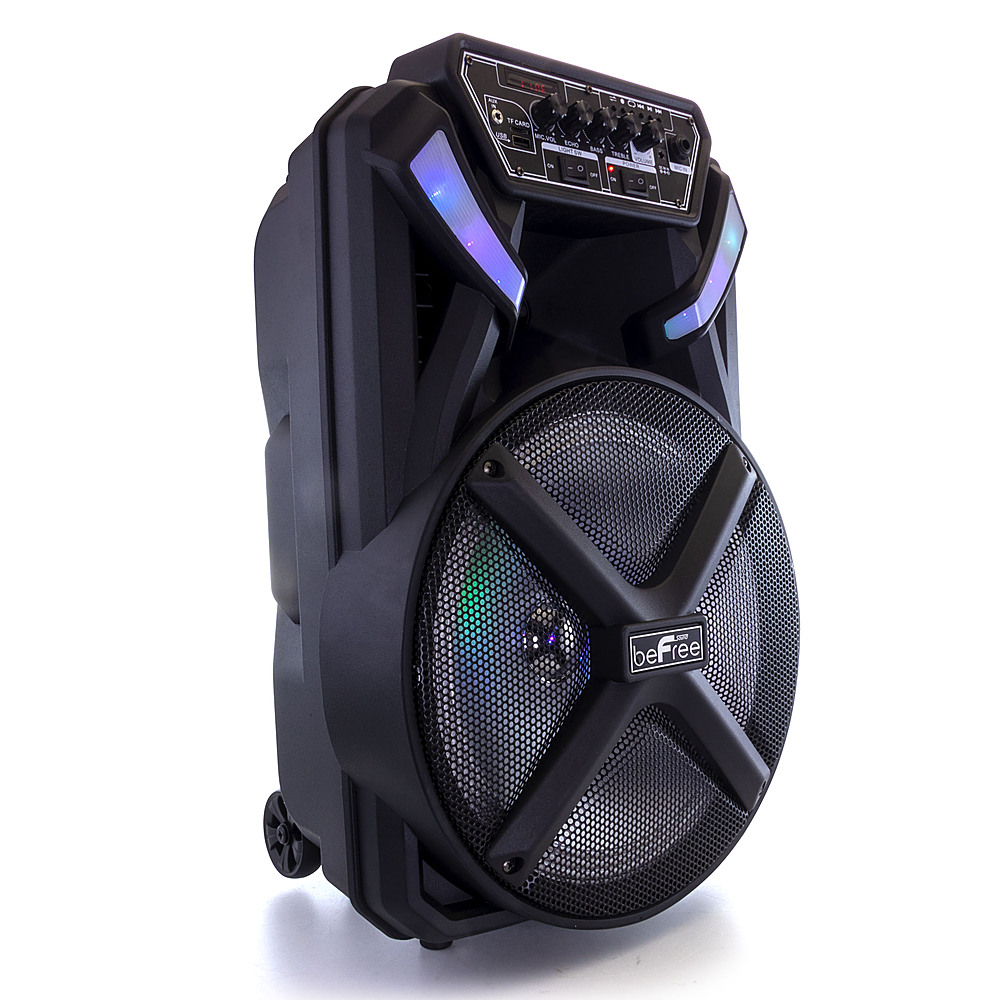 Left View: beFree Sound - 12 Inch Bluetooth Portable Party Speaker - Black