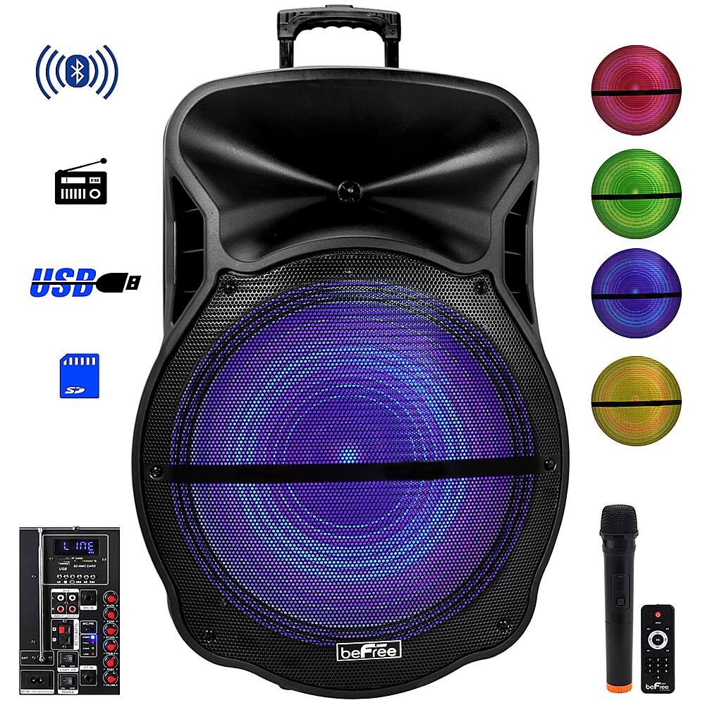 Angle. beFree Sound - 18 Inch Bluetooth Portable Party Speaker - Black.