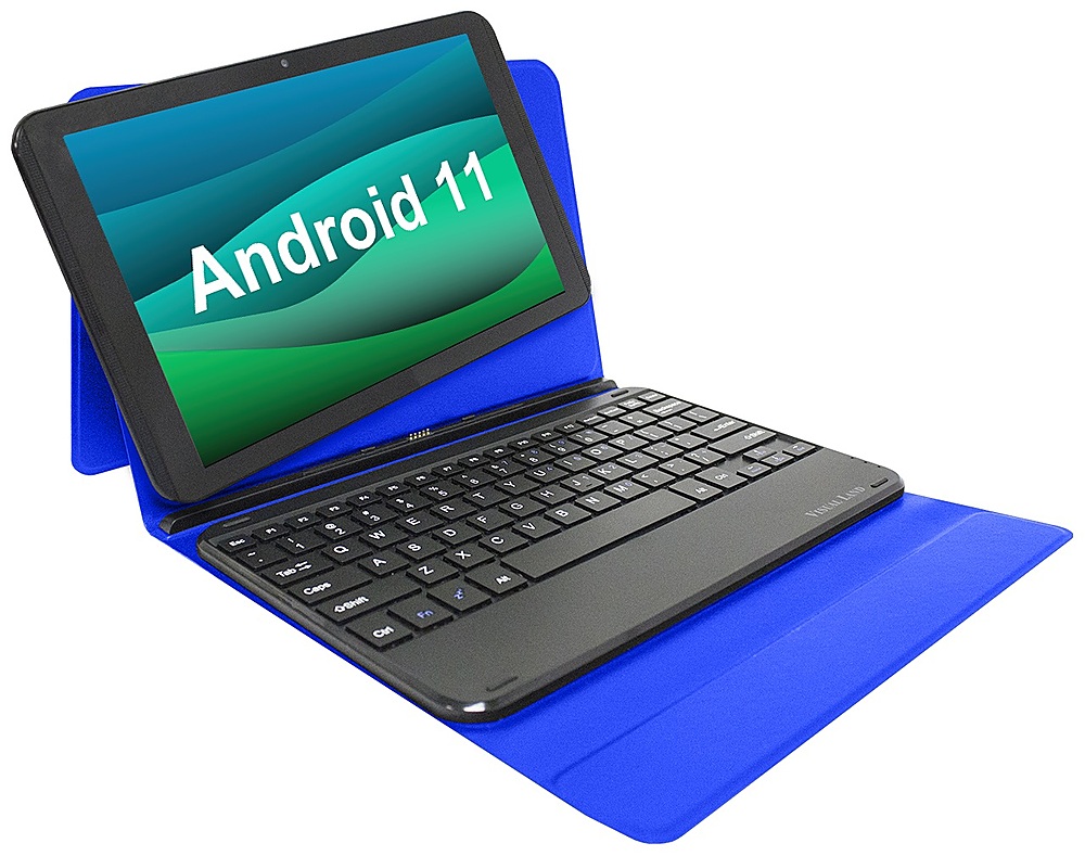 Angle View: Visual Land Prestige Elite 10QH 10.1" HD Tablet 32GB Storage 2GB Memory with Detachable Docking Keyboard Case - Blue