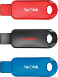 SanDisk - Cruzer Snap 32GB USB 2.0 Type-A Flash Drive (3-Pack) - Black, Red, And Blue - Front_Zoom
