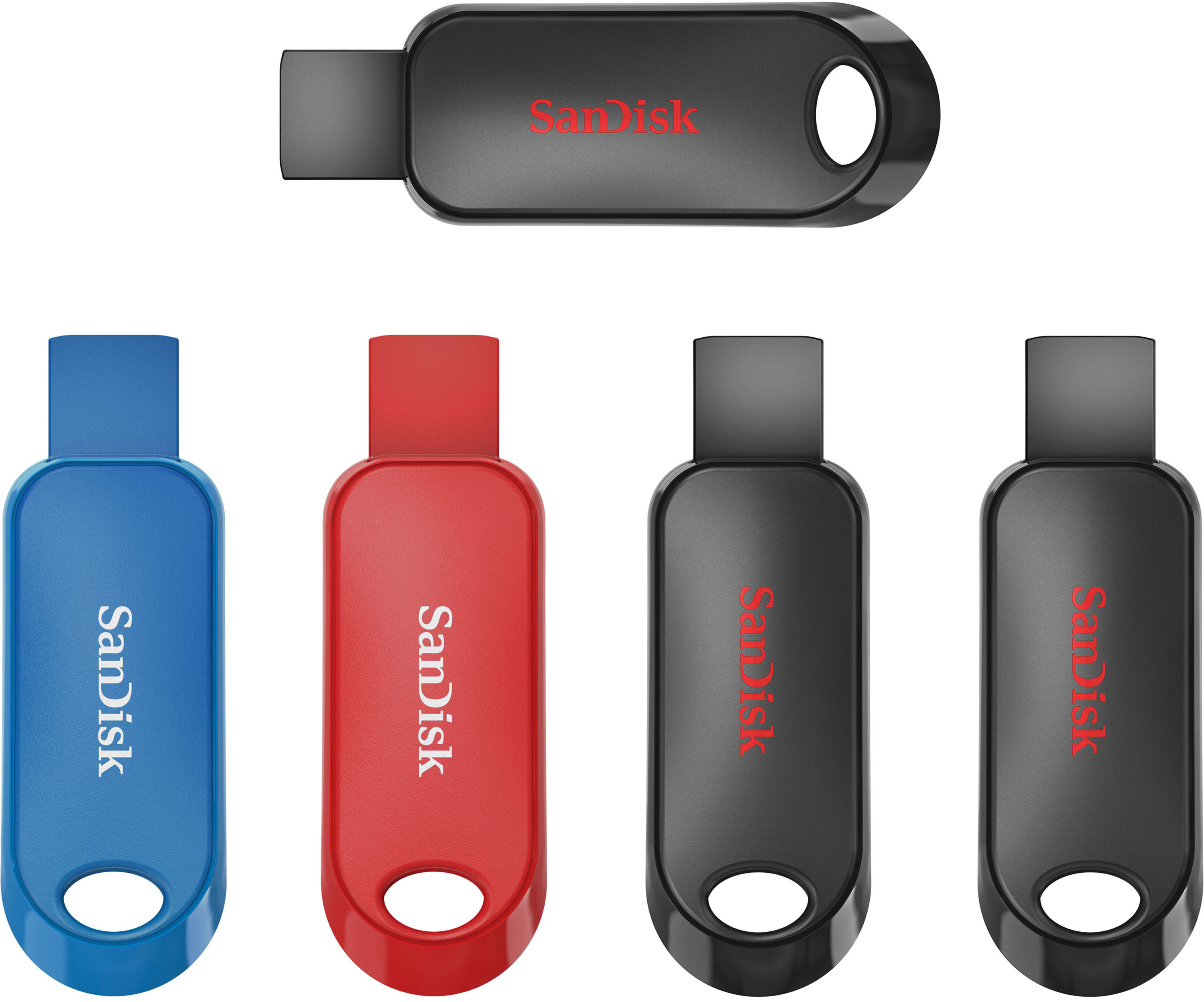 SanDisk Cruzer Snap 32GB USB 2.0 Type-A Flash (5-Pack) Black, Red, Blue SDCZ62-032G-A5MV - Best