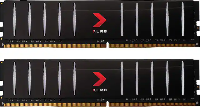 Front. PNY - XLR8 Gaming 32GB (2x16GB) DDR4 3200MHz Low Profile Desktop Memory Kit - Black.