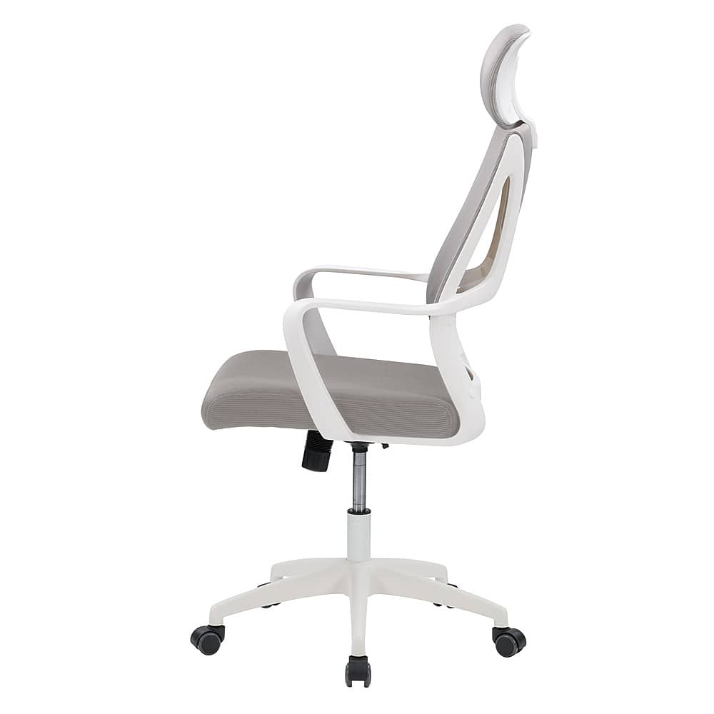 Left View: CorLiving - Workspace Mesh Back Office Chair - Grey and White