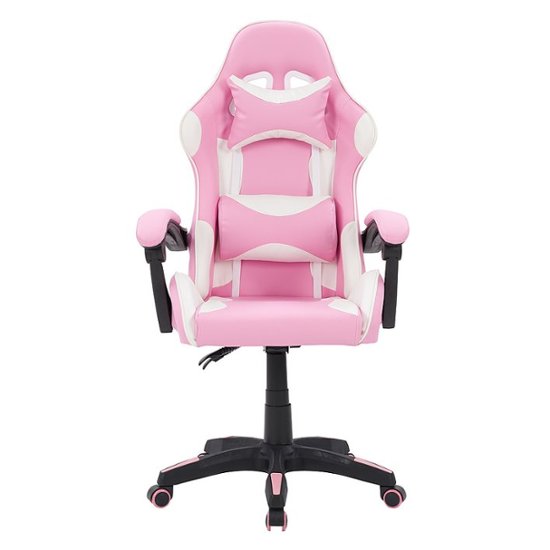 Front Zoom. CorLiving Ravagers Gaming Chair - Pink and White.