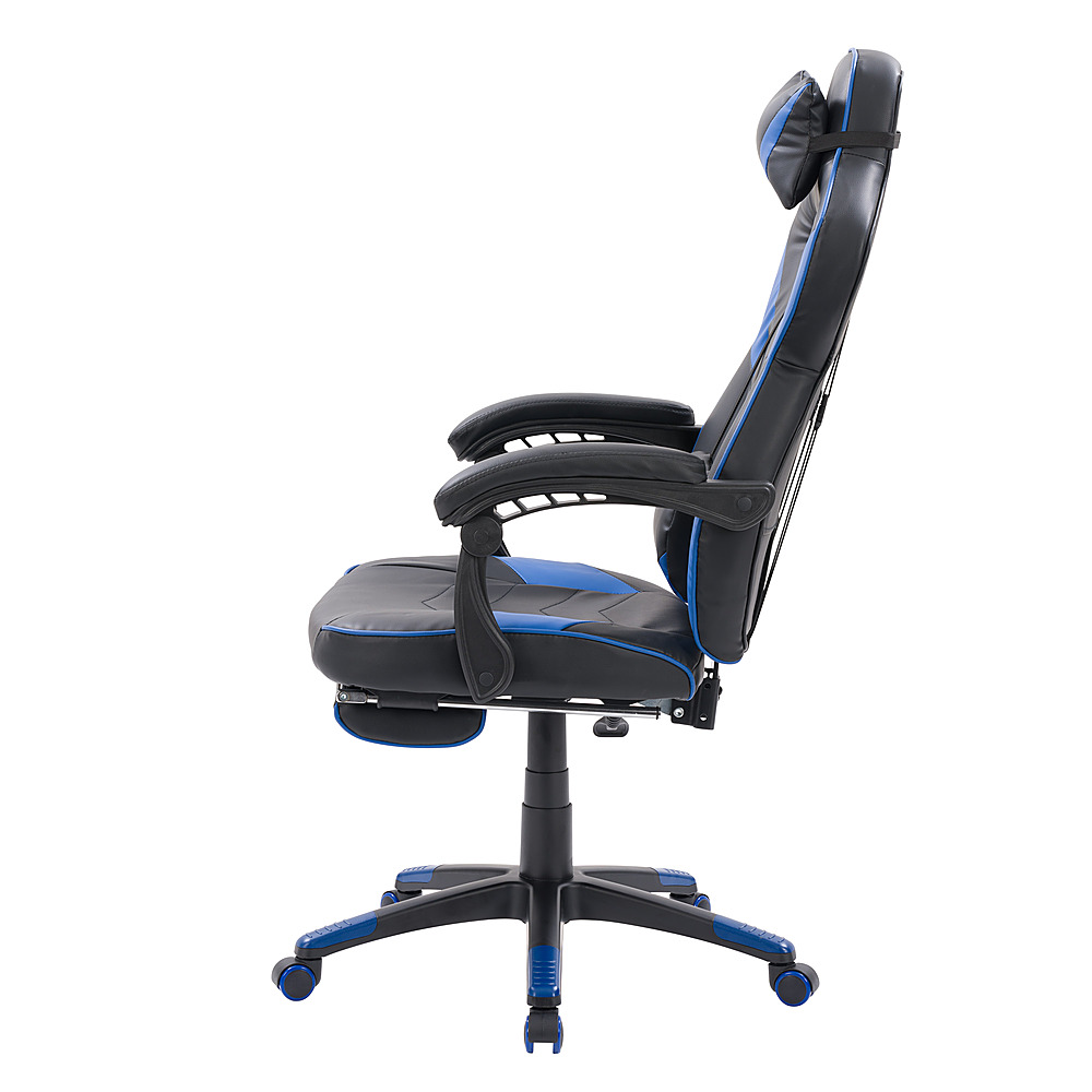 Left View: CorLiving - Doom Gaming Chair - Black and Blue