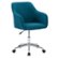 Angle Zoom. CorLiving - Marlowe Upholstered Chrome Base Task Chair - Dark Blue.