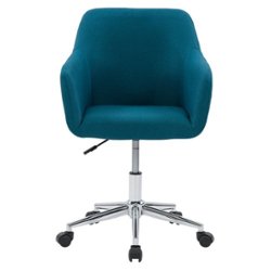 CorLiving - Marlowe Upholstered Chrome Base Task Chair - Dark Blue - Front_Zoom