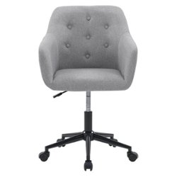 CorLiving - Marlowe Upholstered Button Tufted Task Chair - Light Grey - Front_Zoom