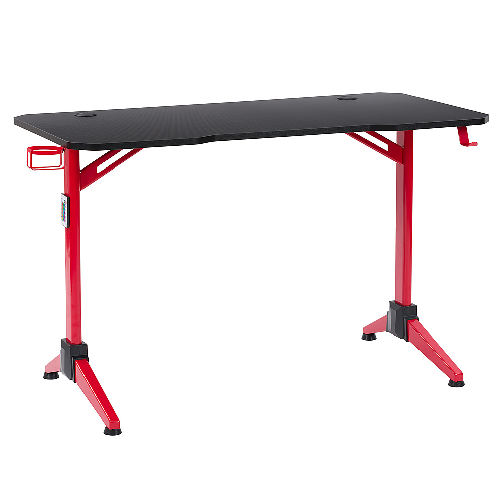 Angle View: CorLiving - Conqueror Gaming Desk with LED Lights - Red and Black