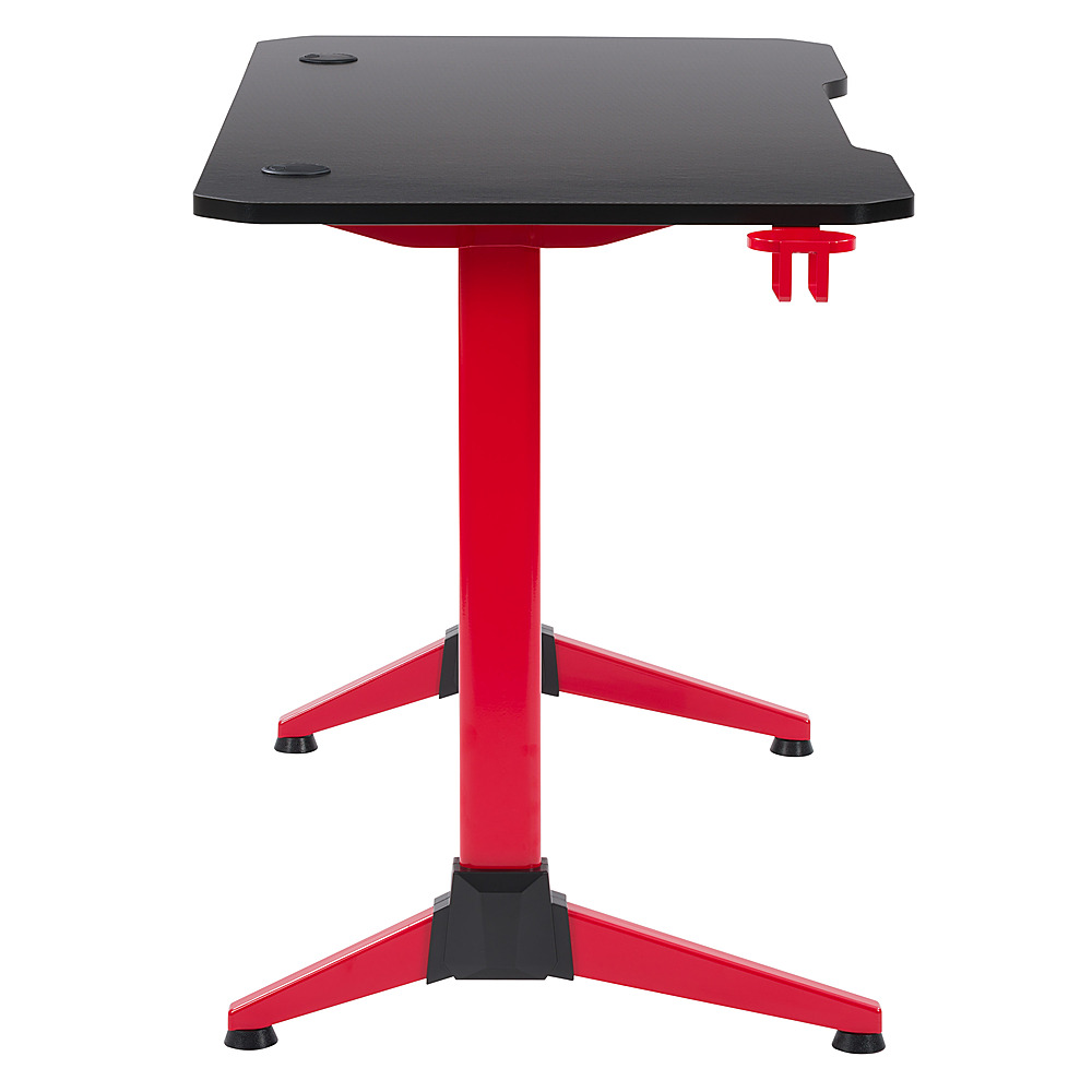 Left View: CorLiving - Conqueror Gaming Desk with LED Lights - Red and Black