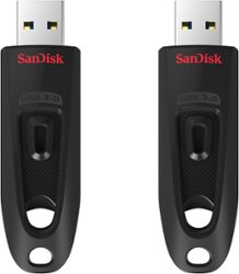 SanDisk - Ultra 64GB USB 3.0 Type-A Flash Drive with Hardware Encryption (2-Pack) - Black - Front_Zoom